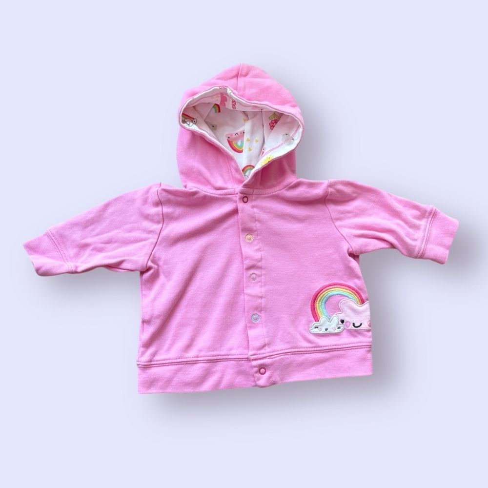 Gymboree Pink Hoodie with Rainbow and Cloud Design